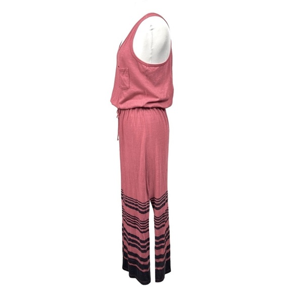 C&c California Boho Casual Colorblock Stripe XBack Maxi-Dress Cover-Up Pink Navy - Picture 5 of 7